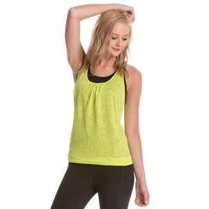 Prana Mika Workout Top Size L Double Layer Tank Racerback Sleeveless Bubble Hem